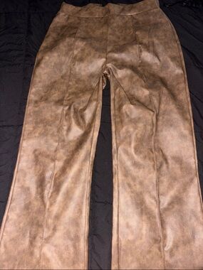 Fashion Nova Brown Faux Leather Boot Cut Pants